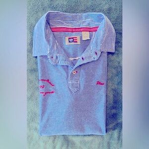 Phat Farm Blue and White Polo Shirt with Sporty Design, Size: XL (5210)